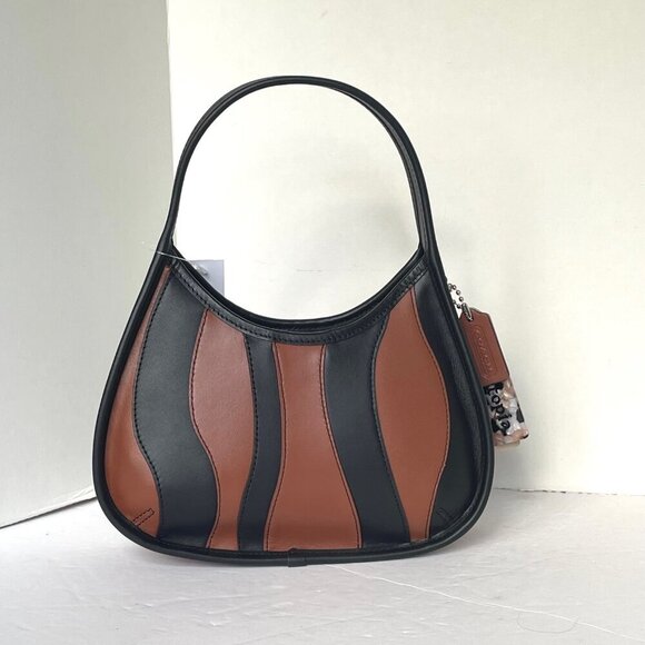 Coach Ergo Bag Wavy Stripe Upcrafted Brown Black Leather Coachtopia 90s CQ004 - Picture 12 of 12